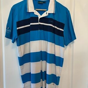 Cutter & Buck Men's Striped Polo Shirt - Blue and White